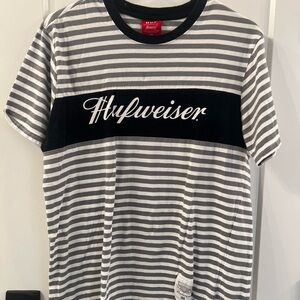 HUF Gray and Black Striped Tee